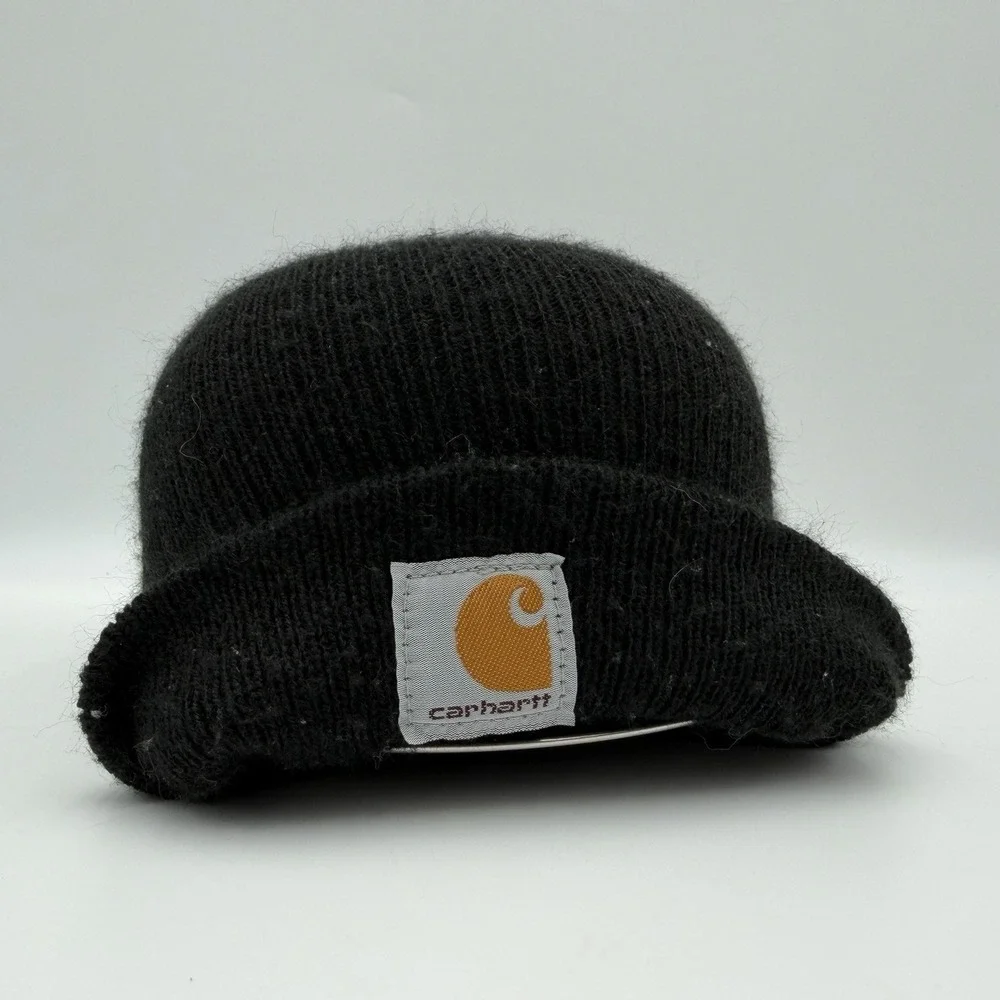 Carhartt black knit cuff beanie toddler acrylic watch cap logo patch hat unisex